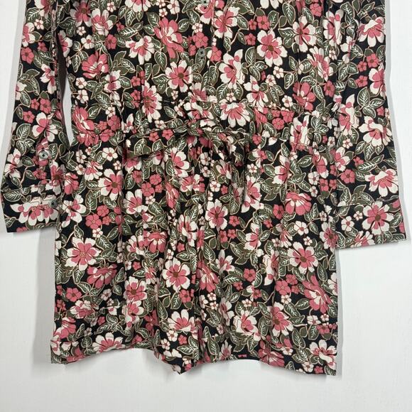 NEW Outerknown Romper Jumpsuit Size M Pink Floral Linen Organic Cotton Shortall - Picture 6 of 16